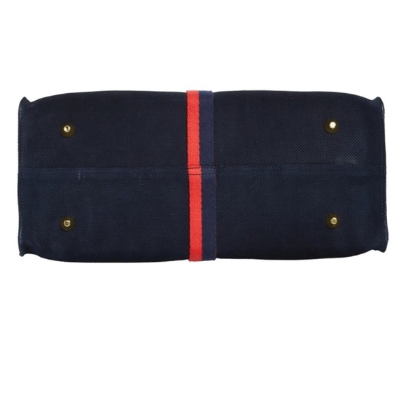 Clare V Simple Perforated Navy Suede Tote - Picture 6 of 11